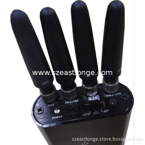 3g Black Gps Portable Cell Phone Signal Jammer For Schools , 25dbm